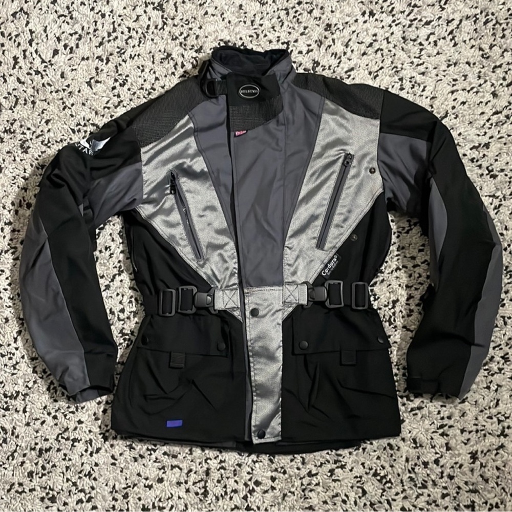 Belstaff Motorcycle Jacket Black Grey Cordura Armored Full Zip Men’s Size Small